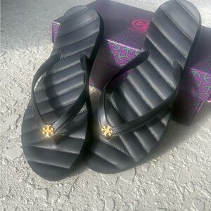 Tori Burch Flip Flops with Gold Accent